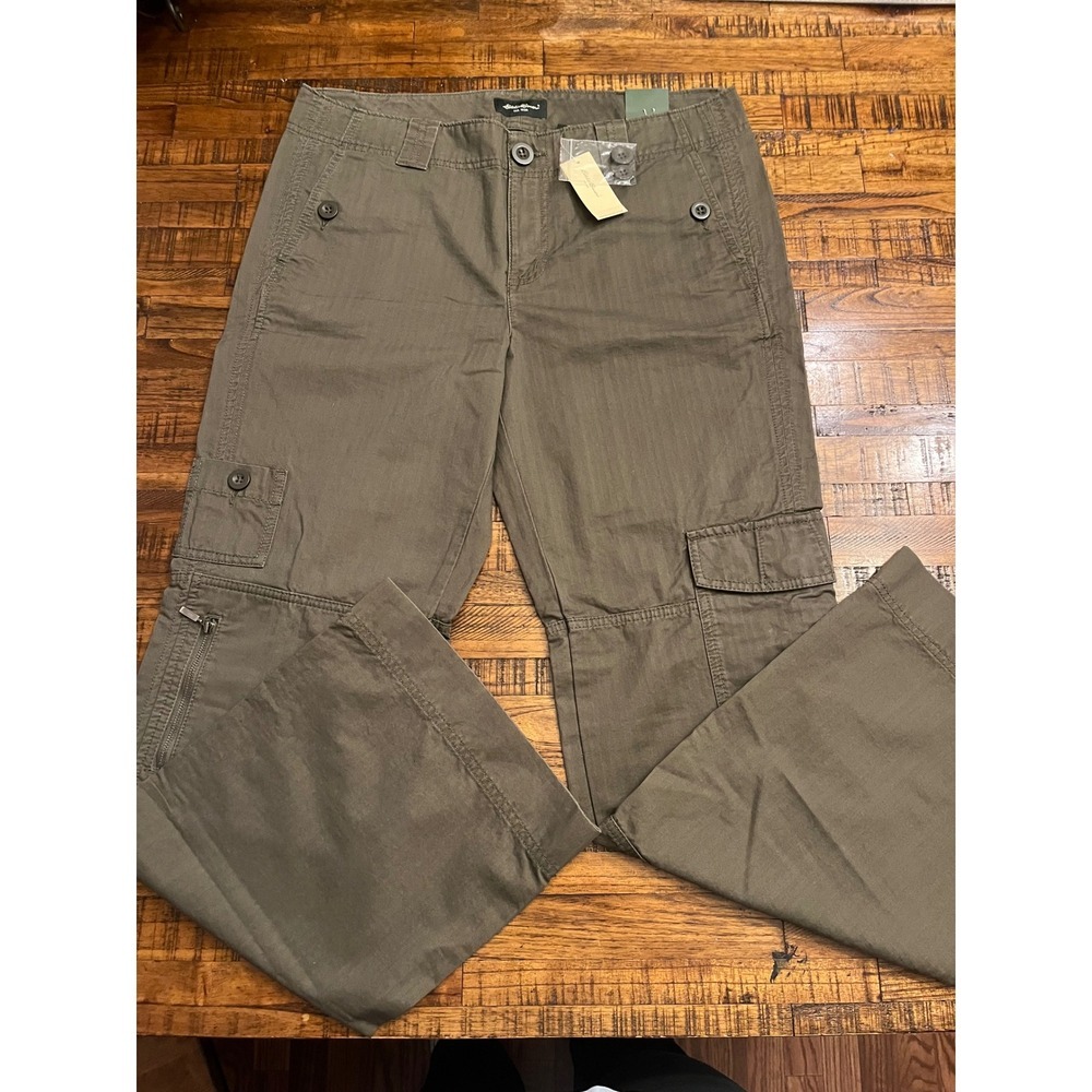 Eddie Bauer Women 12 Cargo Pants Olive Green Cotton Unlimited Easy Utility - Picture 1 of 2